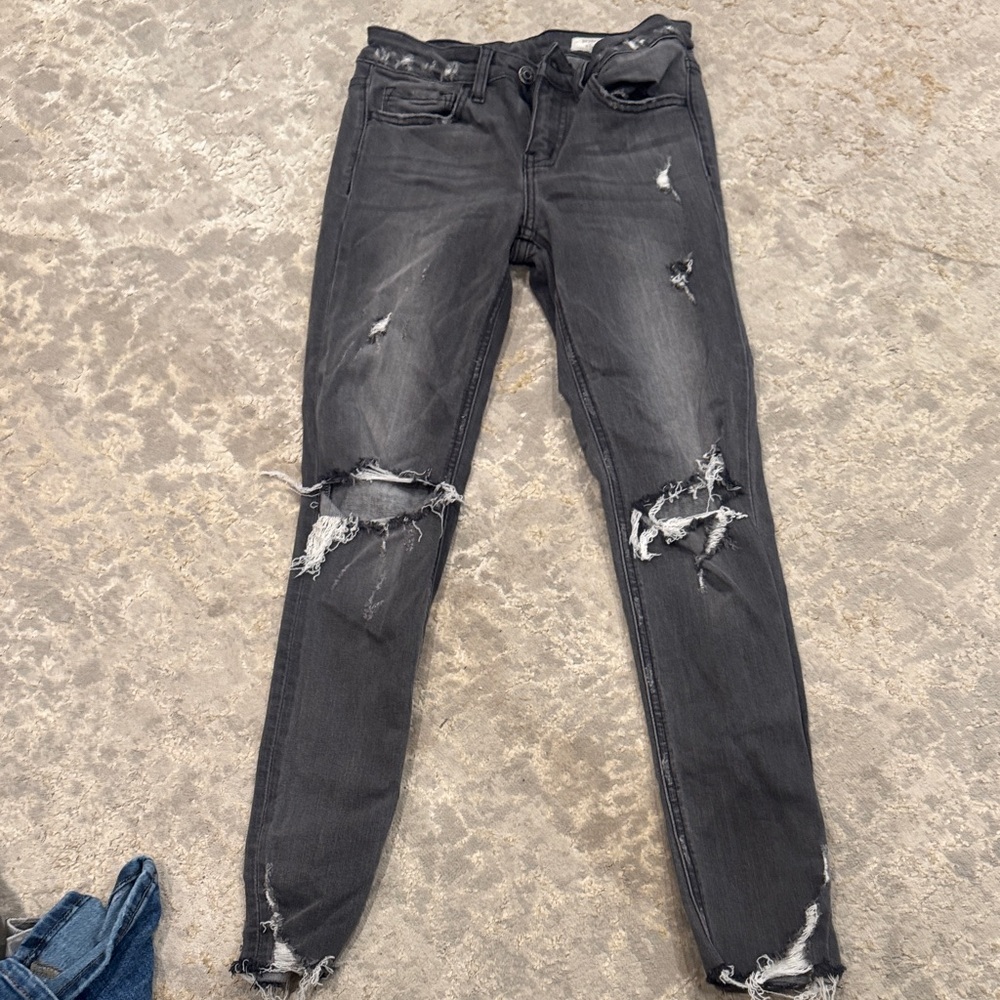 Edgy Distressed Gray Jeans